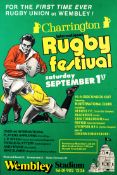 A rare official poster for the first time rugby union was played at Wembley Stadium in The