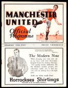 Manchester United v Fulham programme 19th November 1932,
light horizontal fold
