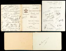 A collection of cricket autographs,
a 1938 Surrey CCC dinner menu to Mr E.R.T. Holmes and the