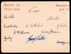 An album page signed by the Scottish Army players from the wartime representative football match v