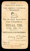 A ticket for the first F.A. Cup final at Wembley Stadium Bolton Wanderers v West Ham United 28th