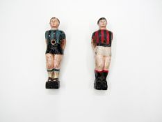 An AC Milan & an FC Inter hand painted football figure from a table football game circa 1950s