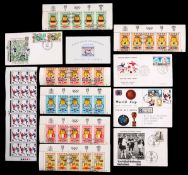 A collection of 1966 World Cup philately,
comprising two albums of world issue postage stamps and