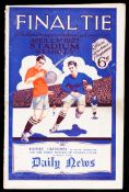 A programme and a ticket stub for the 1927 F.A. Cup final Arsenal v Cardiff City,
the programme in