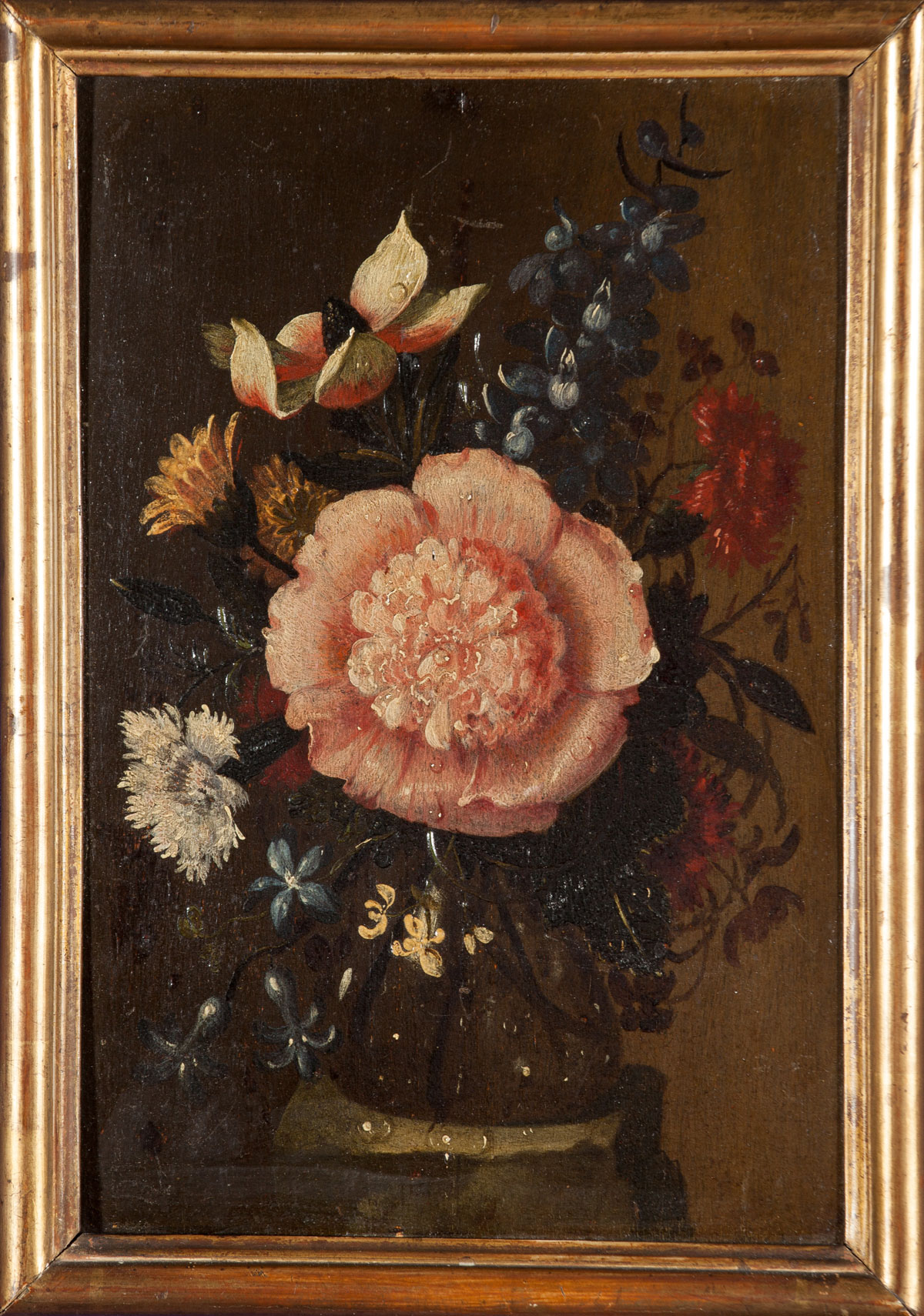 “Natura morta vaso con fiori”, olio su tavola, fine XVIII sec., H 28.5x19 cm. Starting Bid: ?250