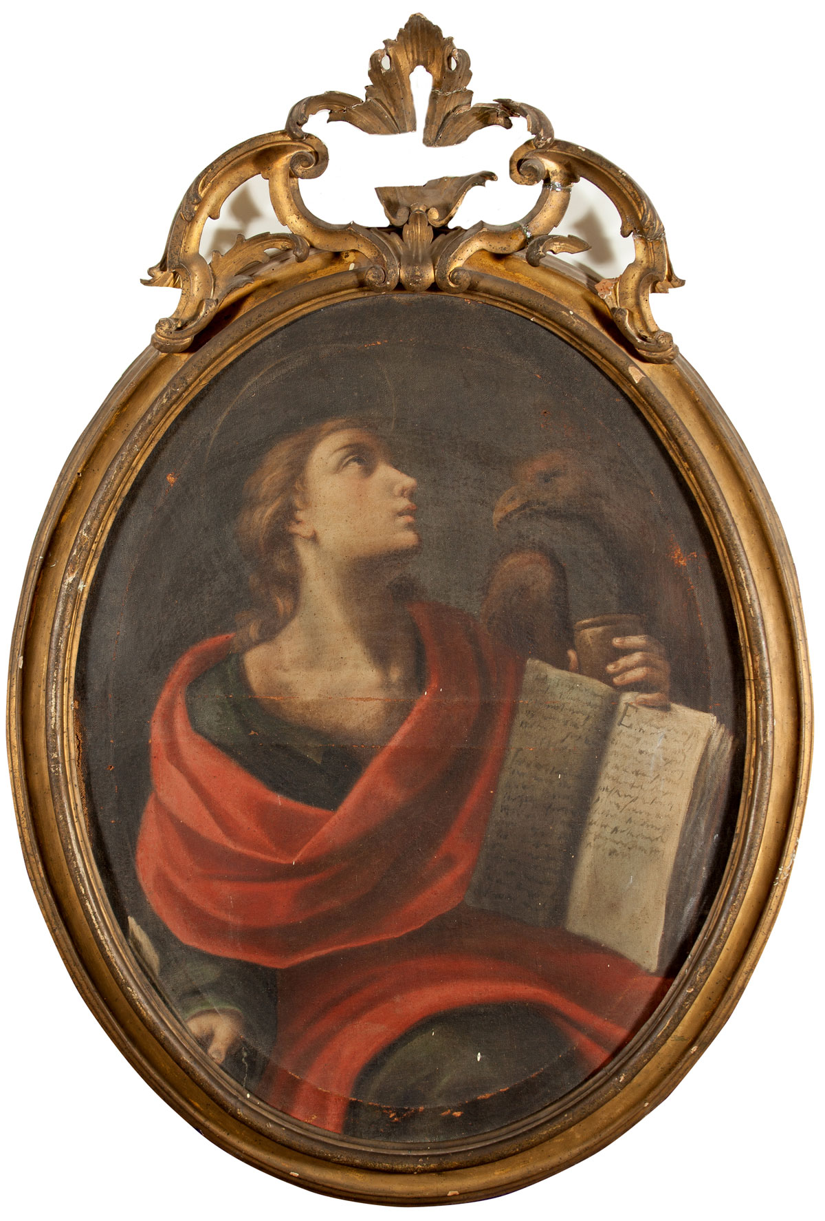 Scuola Bolognese del XVIII secolo, “San Giovanni evangelista”, olio su tela (prima tela), prima