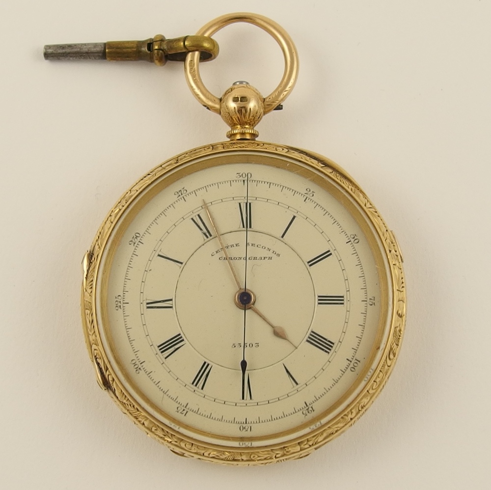 An 18ct gold chronometer English lever centre seconds, specially made for a Mr Charles Sanderson,