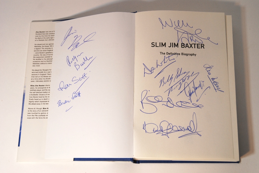 Slim Jim Baxter, The Definitive Biography by Ken Gallacher. the title page bearing eleven autographs