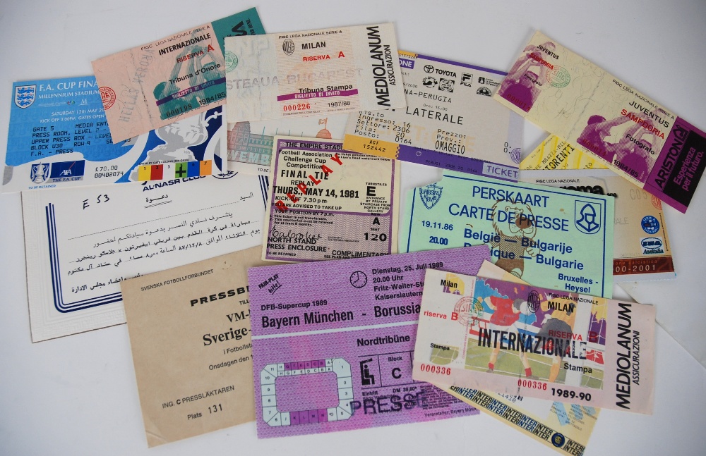 A collection of various ticket stubs International and domestic examples including Real Madrid v.