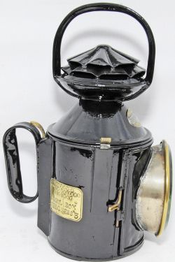GNR double pie-crust Handlamp brass plated `Great Northern Railway SIGNAL BOX SKEGNESS No 3`. Fitted