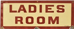 North Eastern Railway enamel Doorplate LADIES ROOM, 20" x 8", brown and cream. Chips at bottom three