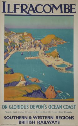 Poster BR Southern & Western `Ilfracombe On Glorious Devon`s Ocean Coast` by Walter E. Spradbury,