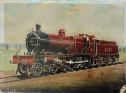 Original Oil Painting on board of Midland Railway Compound 4-6-0 number 1000 by F Moore. Unframed,