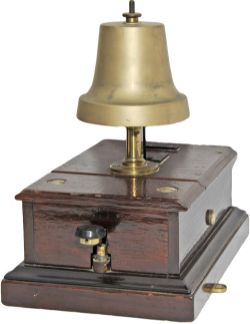 GWR mahogany cased Block Bell with front Tapper. A compact instrument, the underside of which is