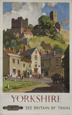 Poster, British Railways `Richmond, Yorkshire` by Wesson, D/R size. Lovely view of the bridge and