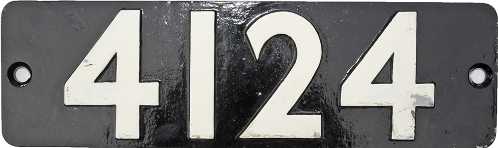 Smokebox Numberplate  4124. Ex Collett designed GWR 2-6-2T built Swindon January 1928. An early