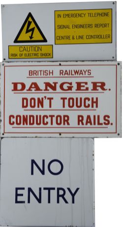 Enamel Sign Miscellany, qty 5 to include:- British Railways Danger Don`t Touch Conductor Rails,