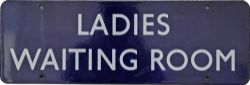 BR(E) flangeless enamel Doorplate  LADIES WAITING ROOM double line measuring 18" x 6". Extremely