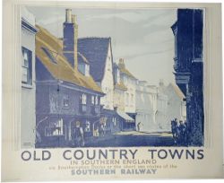 Poster SR `Old Country Towns- In Southern England` by Gregory Brown 1938, Q/R size. View of the High