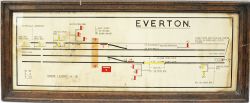 Signal Box Diagram EVERTON housed in original frame as used in the signal box. Measuring 39" x