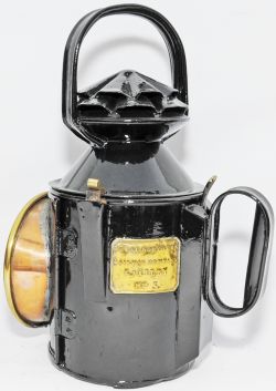 GNR double pie-crust Handlamp brass plated `Great Northern Railway SAXILBY No 3`. Fitted with a
