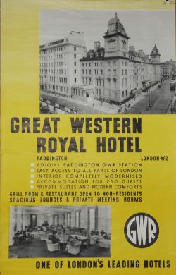 Poster `Great Western Royal Hotel Paddington - One of London`s Leading Hotels`, D/R size with