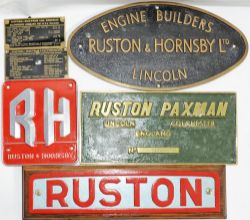 Ruston Hornsby Lincoln oval brass Makers Plate 17" x 8½" together with a Ruston Paxman Lincoln &