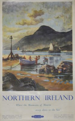 Poster, British Railways `Northern Ireland - Where the Mountains of Mourne Sweep down to the Sea` by