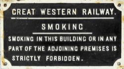 GWR cast iron Notice `Great Western Railway - Smoking - Smoking In This Building Or In Any Part Of