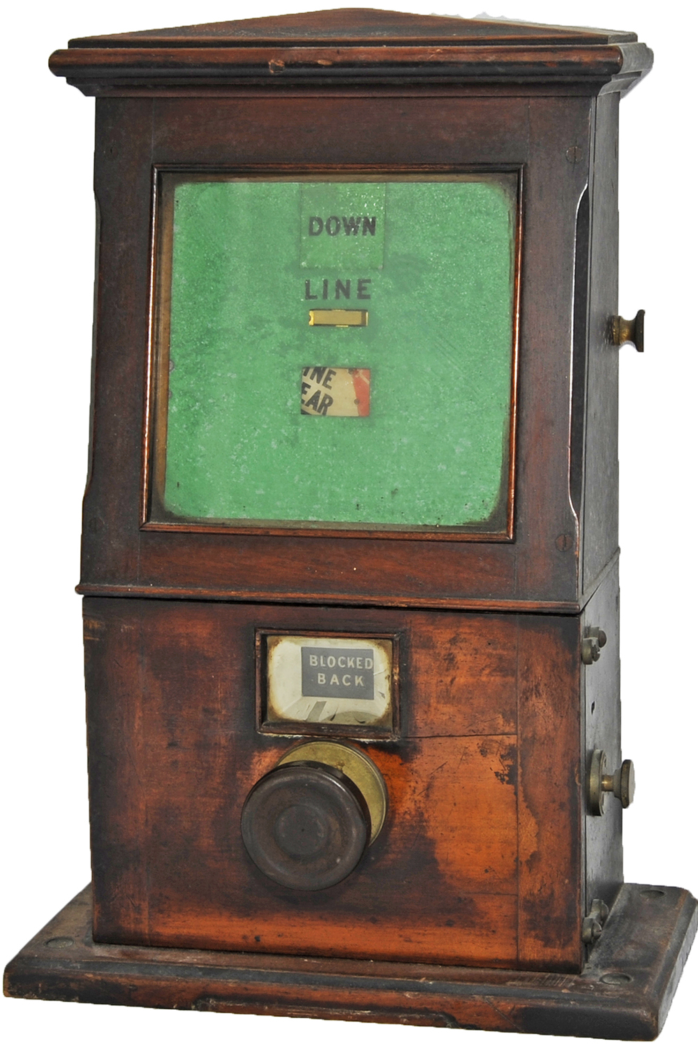 GWR Tyers Permissive Block Instrument with sloping face and indicator window above the rotary knob.