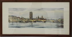 Carriage Print `London, Lambeth Bridge` by Kenneth Steel RBA, SGA from the LNER Post War series
