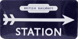 BR(E) enamel Station Direction Sign with British Railways in totem at top.