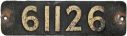 Smokebox Numberplate 61126. Ex Thompson 4-6-0 B1 class built by the North British Locomotive Company