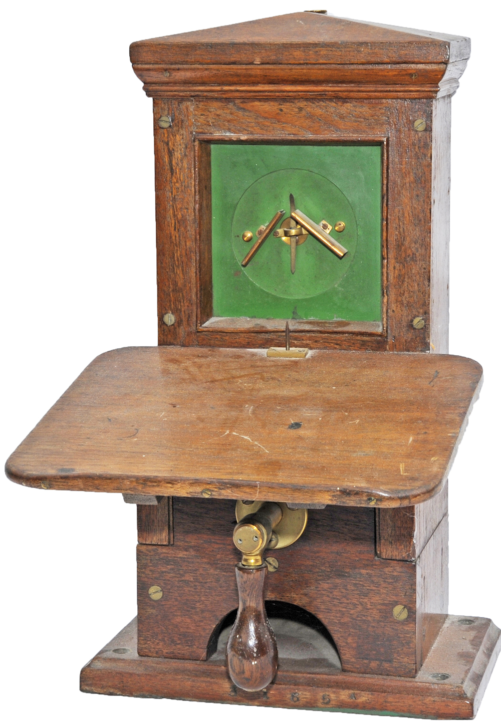 NER mahogany cased Telegraph Instrument with front shelf and handle intact. Simple mechanism working