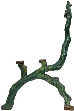 Cambrian Railways `knotted wood` Platform Seat Ends, a pair in original paintwork.