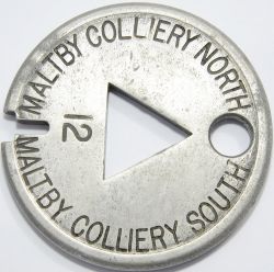 Tyers alloy Single Line Tablet MALTBY COLLIERY NORTH - MALTBY COLLIERY SOUTH No 12. The section