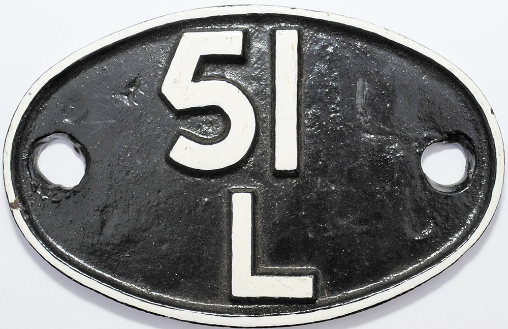 Shedplate 51L Thornaby. Face restored, rear ex loco