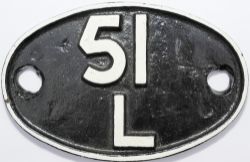 Shedplate 51L Thornaby. Face restored, rear ex loco