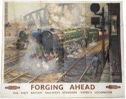 Poster BR `Forging Ahead` by Terence Cuneo, Q/R size. Magnificent and evocative Paddington scene