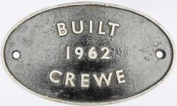 Worksplate Built Crewe 1962 marked `Ex D1044` on back. Western Hydraulic WESTERN DUCHESS was