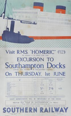 Poster Southern Railway, `RMS Homic White Star Line - Excursion to Southampton Docks` by Howard