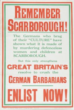 Wartime Poster, `Remember Scarborough - Enlist Now`. Measuring 30" x 20". Published by the