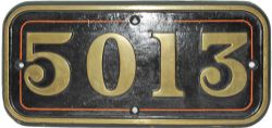 Cabside Numberplate 5013. Ex GWR Castle Class Locomotive built Swindon in June 1932 and named