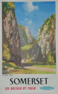 Poster, British Railways `Somerset - Cheddar Gorge - See Britain By Train` by Frank Wooton, D/R