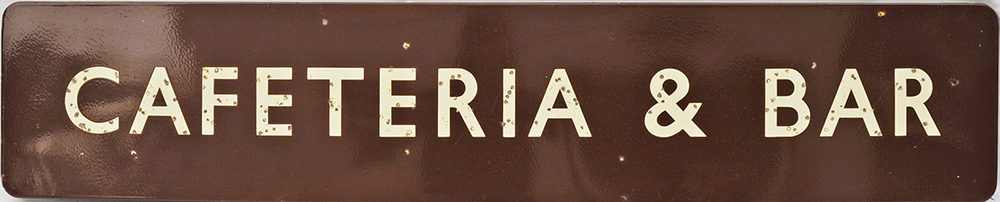 BR(W) enamel Platform Sign CAFETERIA & BAR, F/F 60" x 12". Good colour and shine, cream lettering