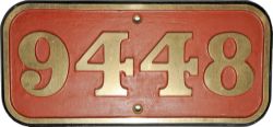 Cabside Numberplate 9448. Ex BR 0-6-0PT built in 1951 by Robert Stephenson Hawthorn Ltd., Darlington