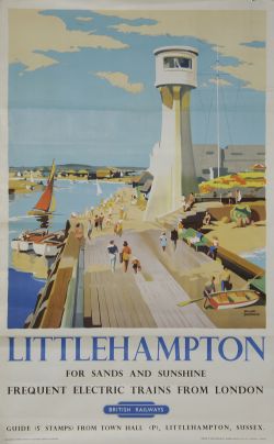 Poster BR `Littlehampton - For Sands & Sunshine - Frequent Electric Trains From London` by Frank