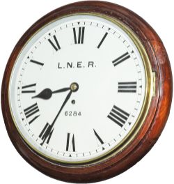 North Eastern Railway 12 inch mahogany cased English dial fusee clock LNER 6284. The good quality