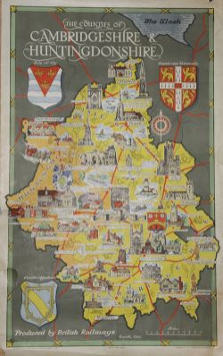 Poster BR  "The Counties of Cambridgeshire & Huntingdonshire" by Kenneth Steel, double royal size