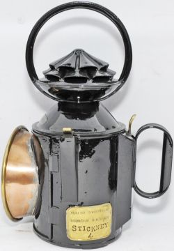 GNR small double pie-crust Handlamp brass plated `Great Northern Railway STICKNEY 4`. Complete
